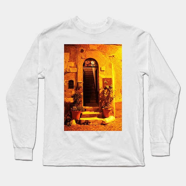 A Door with a Staricase. Borgo, Ostia Antica, Rome, Italy 2010 Long Sleeve T-Shirt by IgorPozdnyakov